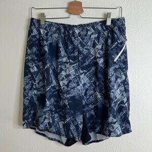 Lululemon Core Shorts Mens Linerless Blue Print Athletic Short Pockets Size L